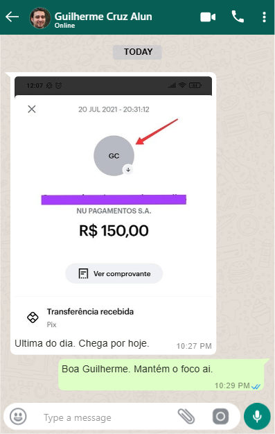 guilherme cruz comprovante